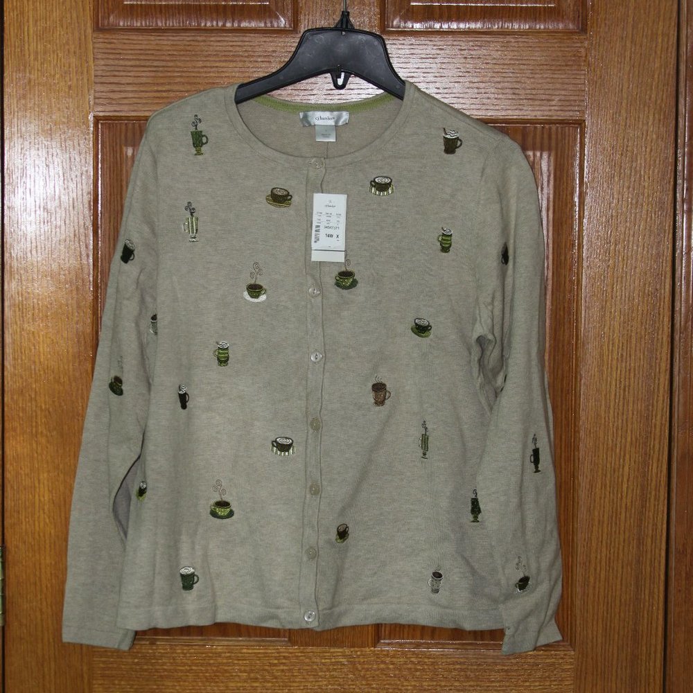 CJ Banks Tank Top and Sweater Combo Embroidered Coffee Design